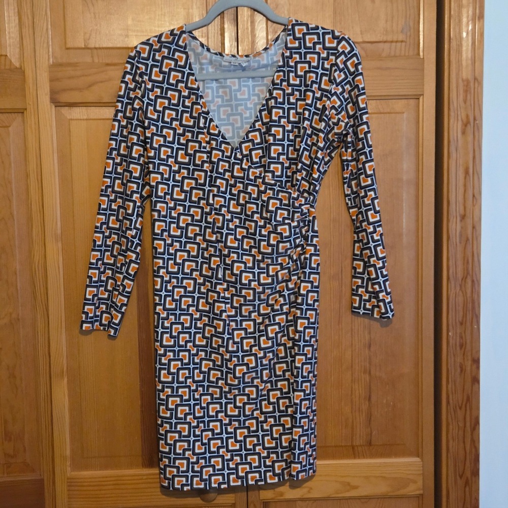Jude Connally Dress Medium  Long Sleeve Faux Wrap Career Casual Jude Cloth